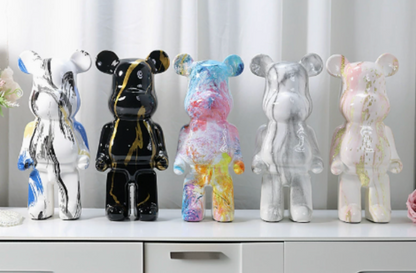 Graffiti Bear Sculpture – 10.6 Inch High Quality Resin Artistic Home Decor Figurine for Office and Living Room