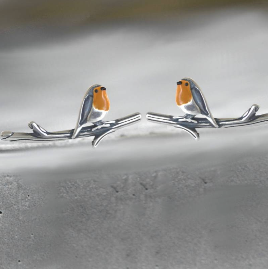 Artisan Bird Earrings in Colored Glass with Sterling Silver Hooks for Women
