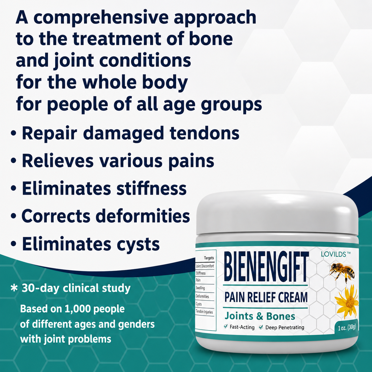 Warming Bee Venom Joint & Muscle Relief Cream for Stiffness & Discomfort Deep Massage Therapy Herbal Topical Balm for Knee Back Shoulder Nec