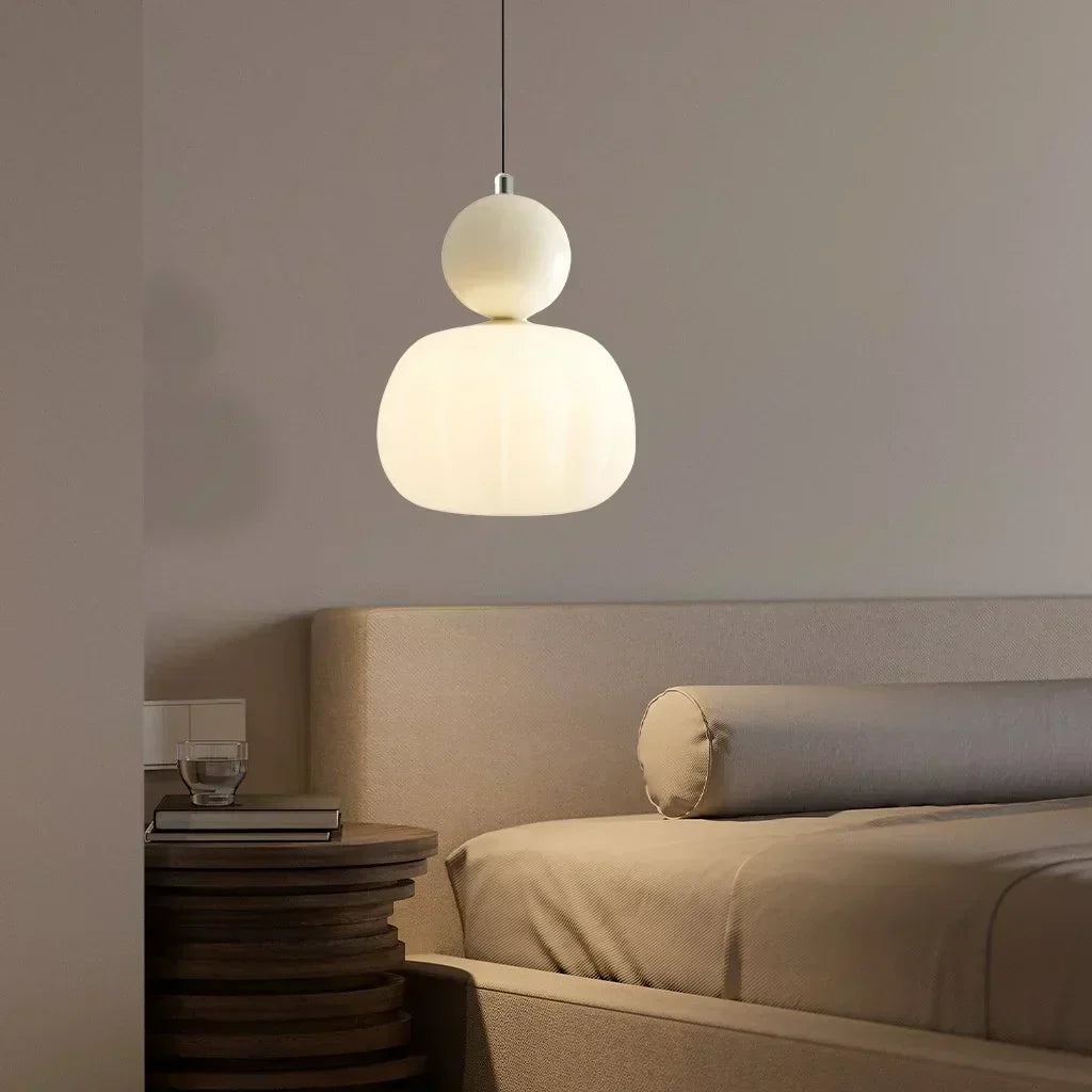 Spherical Hanging Light Fixture 6.3 Inch Beige PMMA Shade for Kitchen Island Dining Room Overhead Accent Modern Globe Ceiling Lamp Metal Fra