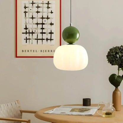 Spherical Hanging Light Fixture 6.3 Inch Beige PMMA Shade for Kitchen Island Dining Room Overhead Accent Modern Globe Ceiling Lamp Metal Fra