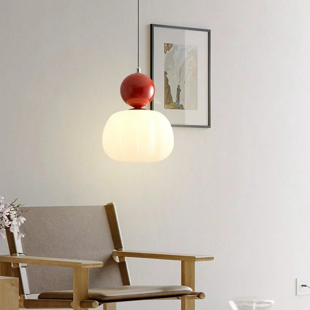 Spherical Hanging Light Fixture 6.3 Inch Beige PMMA Shade for Kitchen Island Dining Room Overhead Accent Modern Globe Ceiling Lamp Metal Fra