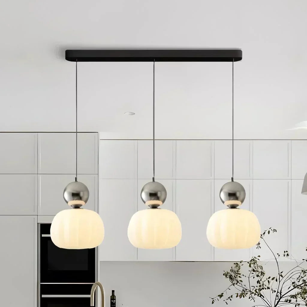 Spherical Hanging Light Fixture 6.3 Inch Beige PMMA Shade for Kitchen Island Dining Room Overhead Accent Modern Globe Ceiling Lamp Metal Fra