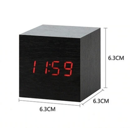 Sound-Activated Digital Alarm Clock with LED Display & Temperature Readout for Bedroom & Desk