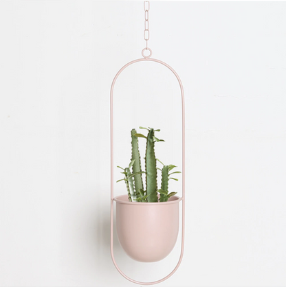 Hanging Plant Holder with Geometric Frame – Modern Wall or Ceiling Mount for Indoor Plants