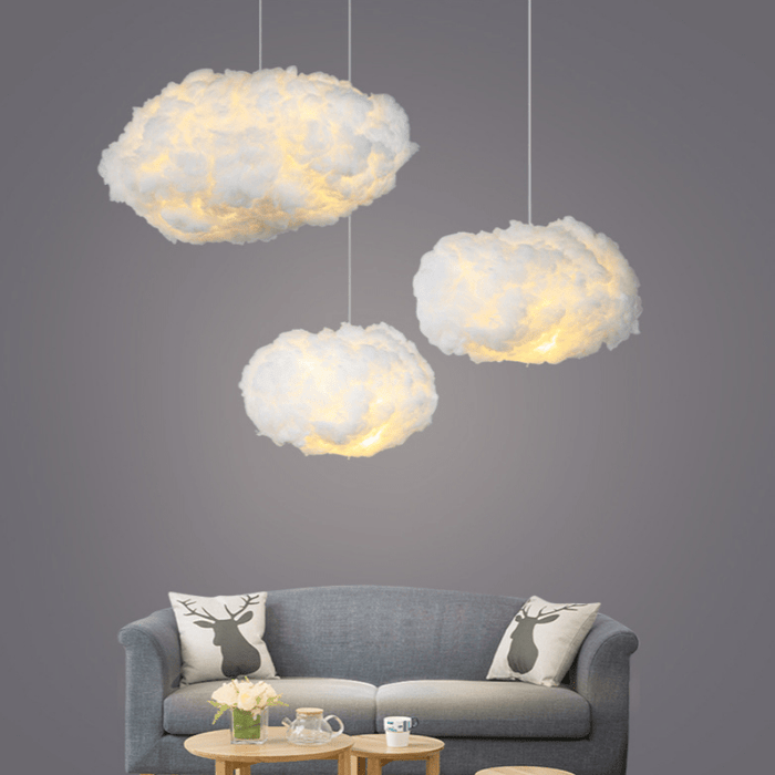 Cotton Cloud Hanging Pendant Light for Bedroom & Nursery | Soft White Glow Ceiling Fixture | Modern Fluffy Kids Room Decor | Winter Sky