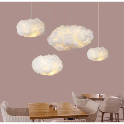 Fluffy Cloud Hanging Lamp 16-Inch White Cotton Overhead Light for Kids Room Nursery Bedroom Soft Warm Glow LED Ceiling Fixture
