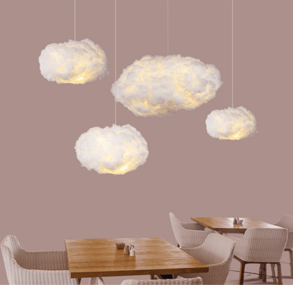 Cotton Cloud Hanging Pendant Light for Bedroom & Nursery | Soft White Glow Ceiling Fixture | Modern Fluffy Kids Room Decor | Winter Sky