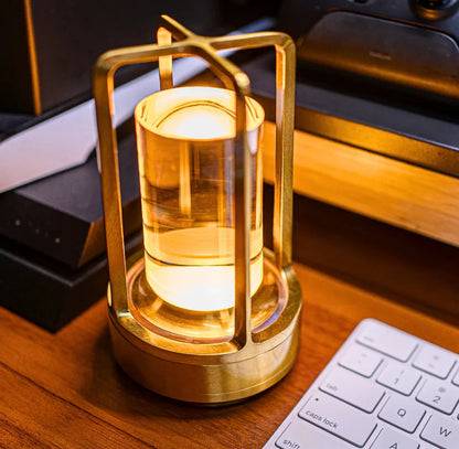 Rechargeable Diamond-Cut Accent Lamp with Touch Dimming & 8-Hour Battery for Bedroom Nightstand, Living Room Side Table