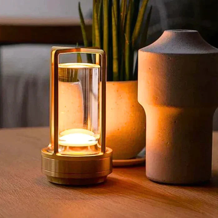 Rechargeable LED Accent Lamp 7-Inch Crystal-Style Cordless Design 3 Light Modes Portable Nightstand Bedroom Living Room Desk Decorative Ligh