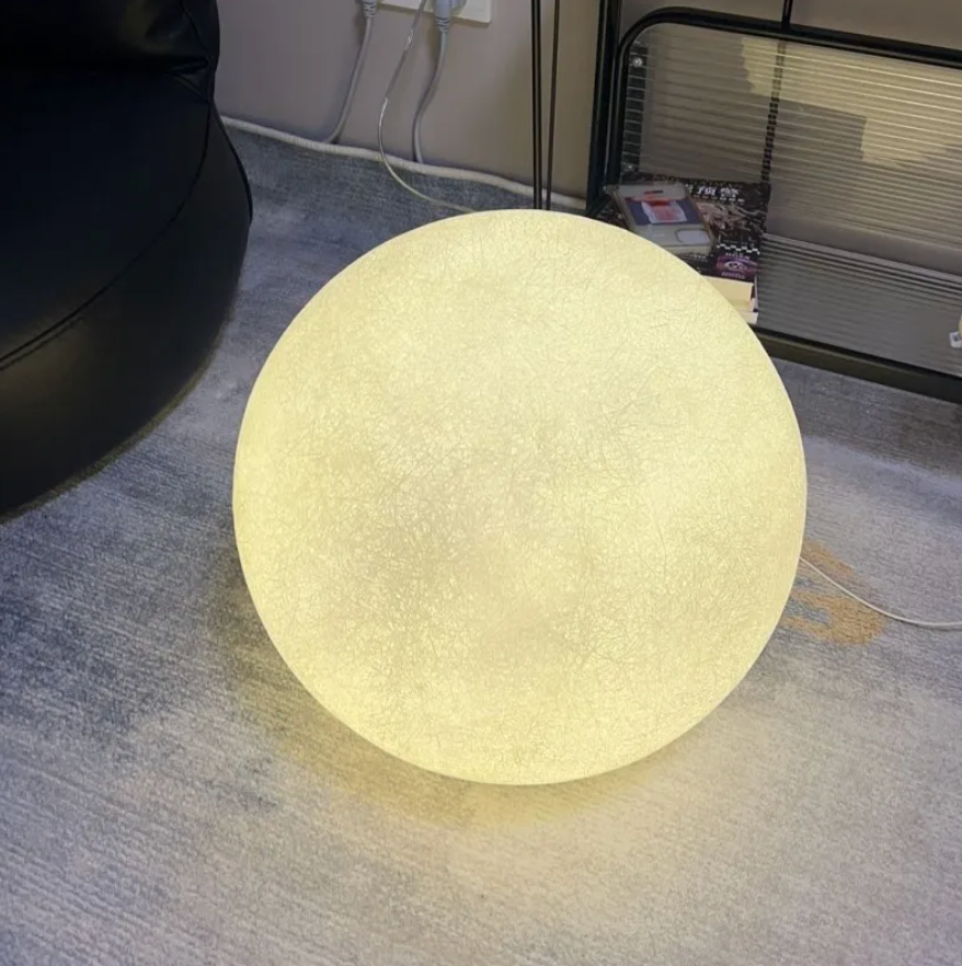 Standing Lamp with 16 in Moon Sphere Adjustable Glow White Acrylic LED for Bedroom Living Room Den Office Space Warm Ambient Lighting