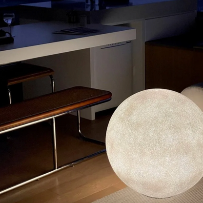 Standing Lamp with 16 in Moon Sphere Adjustable Glow White Acrylic LED for Bedroom Living Room Den Office Space Warm Ambient Lighting