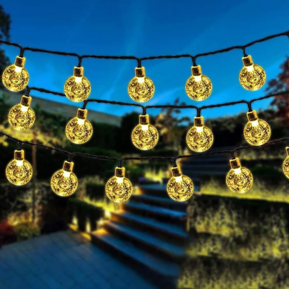 Outdoor LED String Lights Solar Powered Waterproof Decorative Yard Lighting 30 ft for Patio Garden Deck Backyard Pathway Landscape Accent