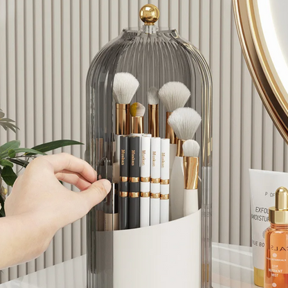 Spin-Top Makeup Storage Tower Clear 360° Holder 11 in Tall for Bathroom Vanity Countertop Beauty Products Lipstick Skincare Perfume Brush Or
