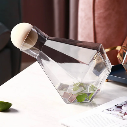 Crystal-Clear Beverage Pitcher & Tumbler Set with Geometric Faceted Design for Home Bar, Kitchen & Dining Room Entertaining