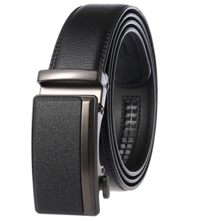 Ratchet Belt for Men 1.4 In Wide Genuine Cowhide Leather Automatic Buckle No Hole Adjustable Dress Belt for Office Business Formal Suits