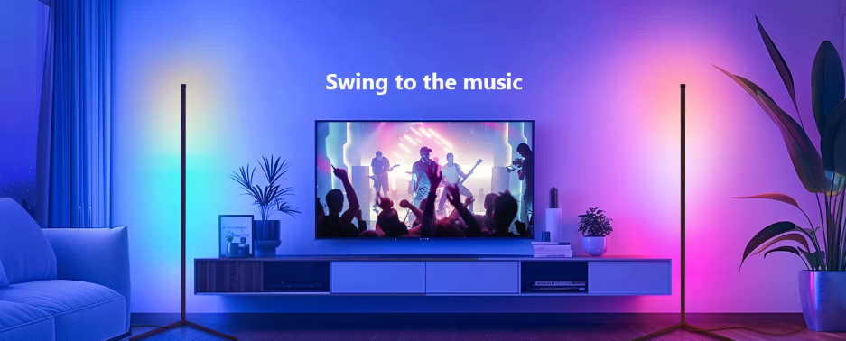 Color-Changing Floor Lamp with Music Sync & App Control – Modern RGB LED Standing Light for Living Room, Bedroom & Gaming Setup