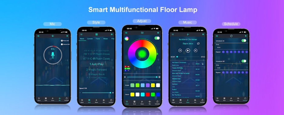 Color-Changing Floor Lamp with Music Sync & App Control – Modern RGB LED Standing Light for Living Room, Bedroom & Gaming Setup