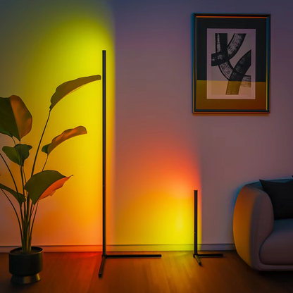 RGB Corner Lamp with App Control and Music Sync for Living Room Bedroom Gaming Setup Aluminum Standing Light with 210 Modes