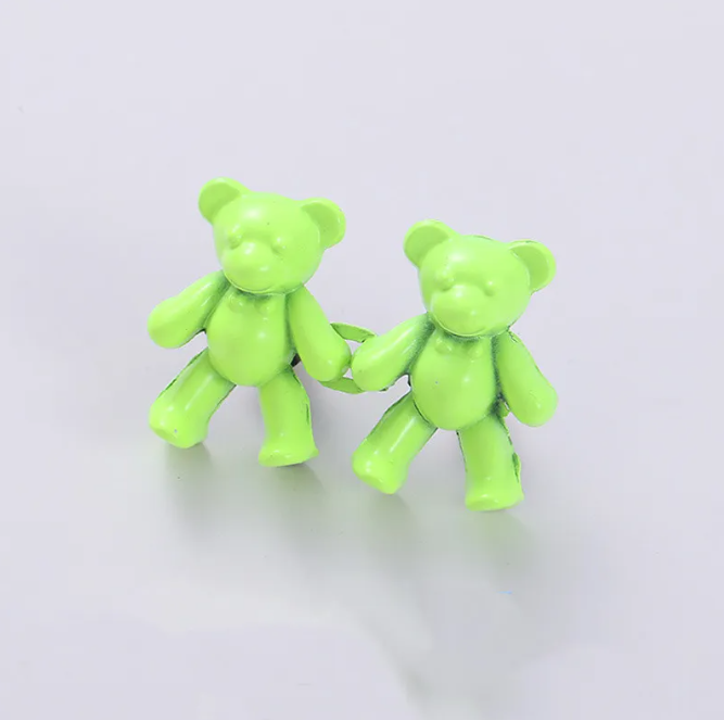 Adjustable Waist Clip Pin with Bear Design for Jeans Dresses Pants Quick Cinch No-Sew Removable Clothing Fastener Alloy