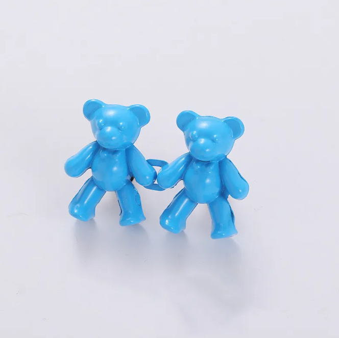 Adjustable Waist Clip Pin with Bear Design for Jeans Dresses Pants Quick Cinch No-Sew Removable Clothing Fastener Alloy