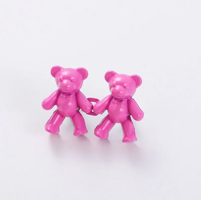 Adjustable Waist Clip Pin with Bear Design for Jeans Dresses Pants Quick Cinch No-Sew Removable Clothing Fastener Alloy