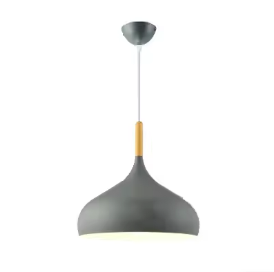 E27 Dome Pendant Fixture with Wood Trim – Adjustable Height Hanging Light for Kitchen Island, Dining Table, Bedroom – Minimalist Nordic-Insp