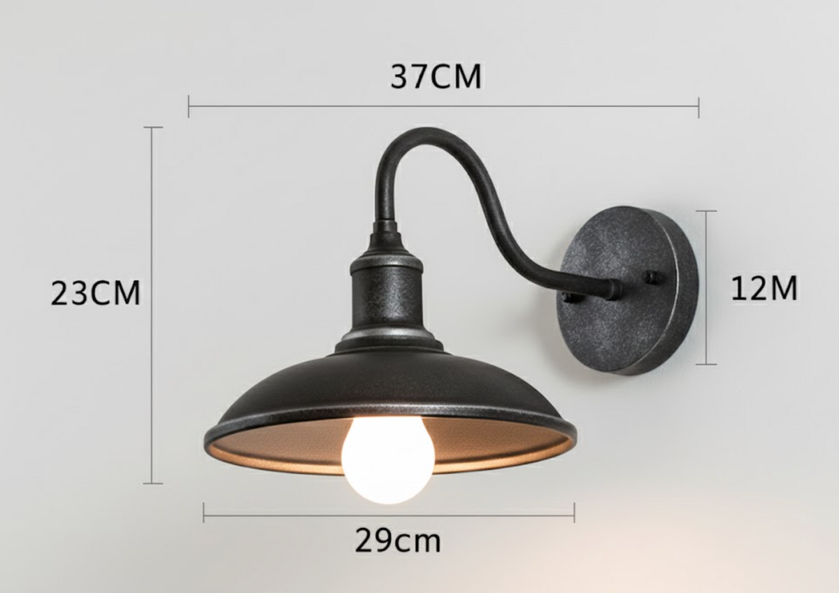 Exterior Iron Sconce Fixture 15 in Black Downlight Bowl Shade for Front Door Patio Walkway Farmhouse Vintage