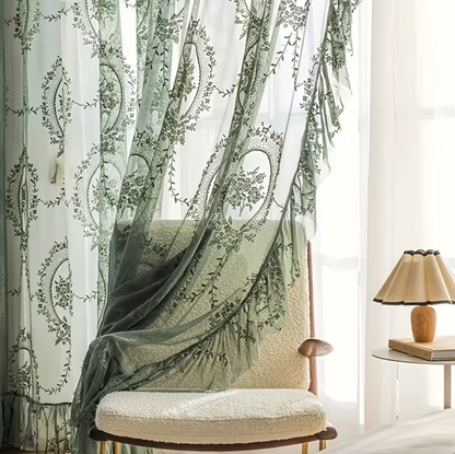 Herbelle™ – Vintage Botanical Embroidered Curtain