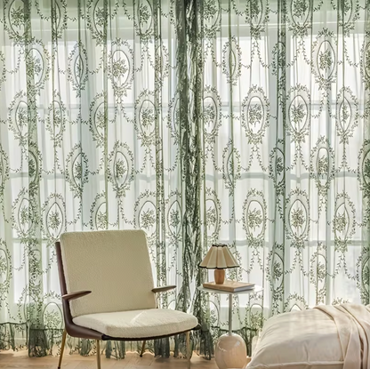 Herbelle™ – Vintage Botanical Embroidered Curtain