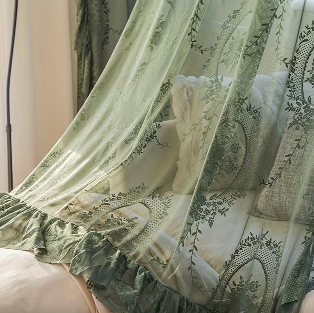 Herbelle™ – Vintage Botanical Embroidered Curtain