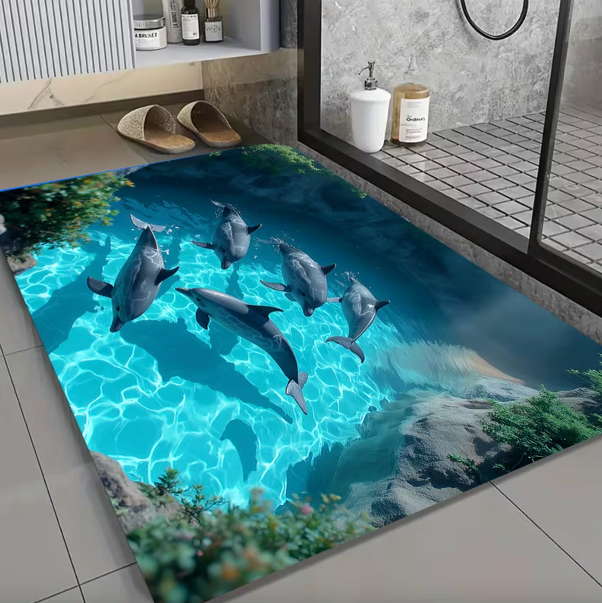 Azure Cove™ – Dolphin Bath Mat