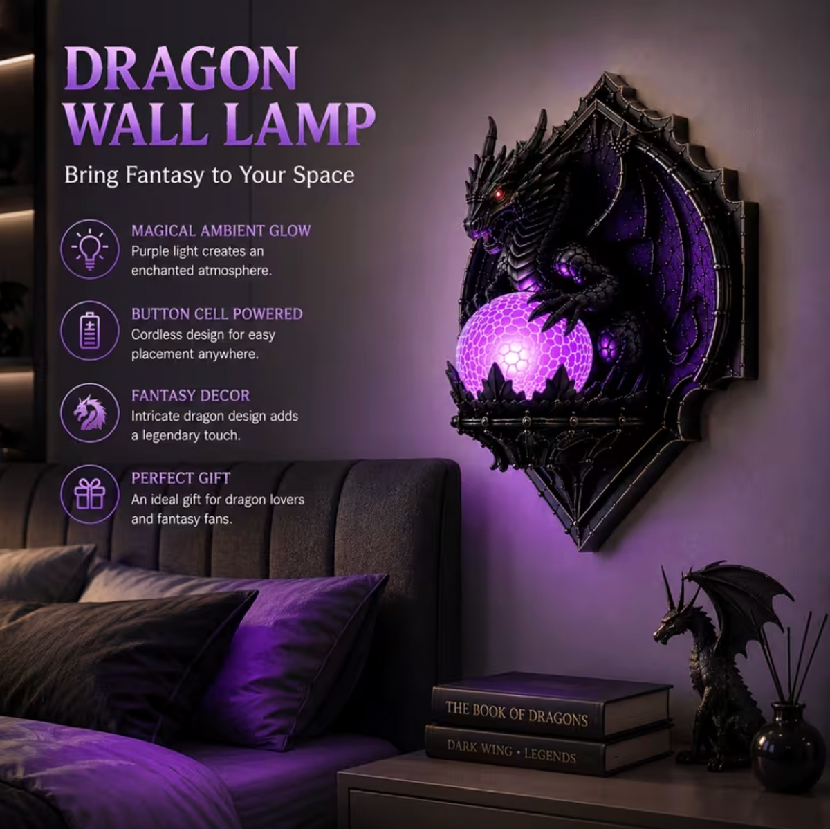 Drakonis™ – Dragon Orb Wall Lamp