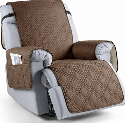 Recliner Protector with Waterproof Layers, Side Pockets & Non-Slip Grip for Pets, Spills & Family Use