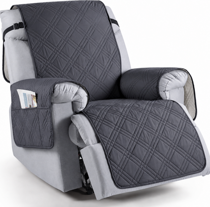 Recliner Protector with Waterproof Layers, Side Pockets & Non-Slip Grip for Pets, Spills & Family Use