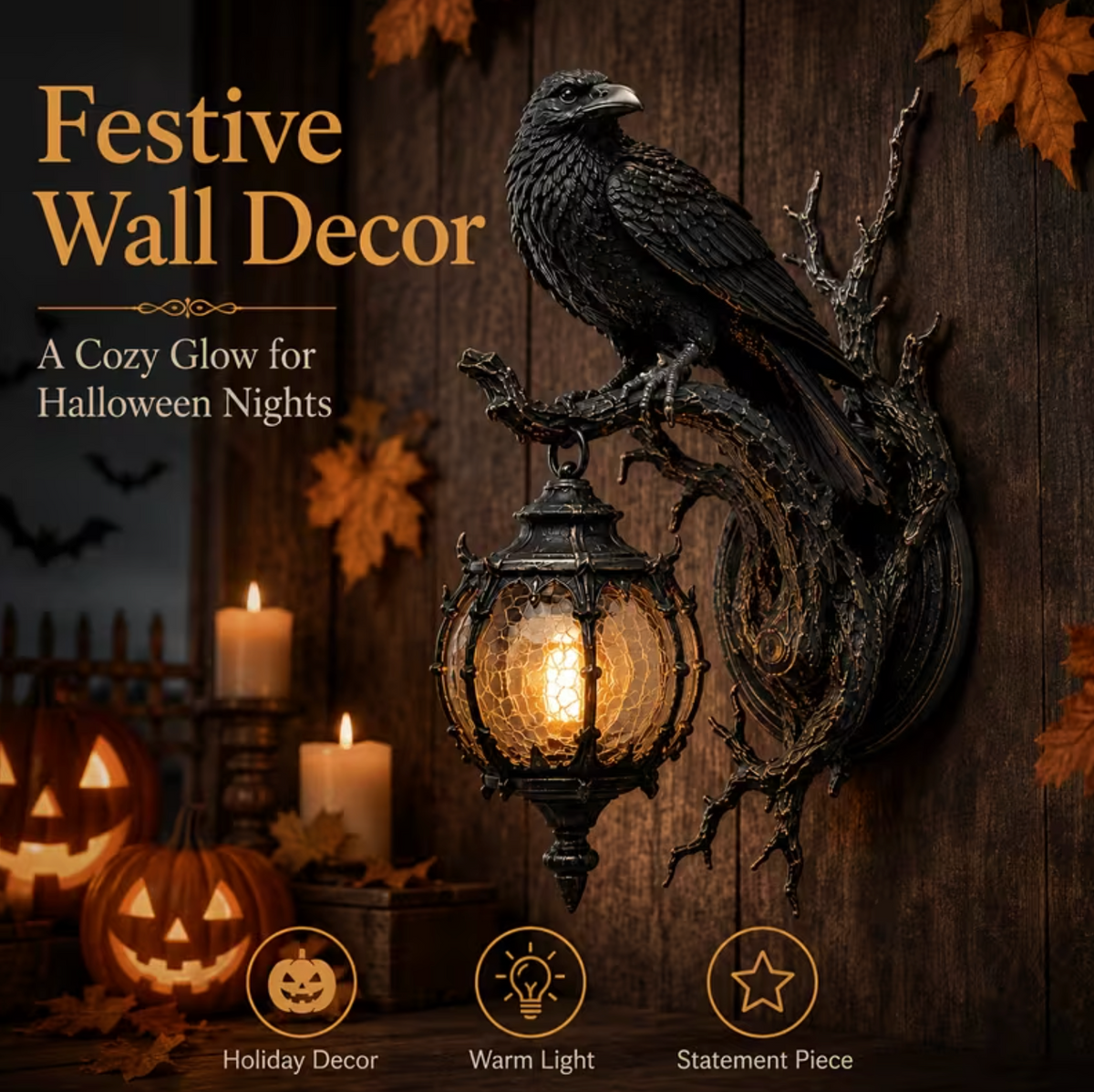 Nevermore™ – Raven Lantern Wall Lamp