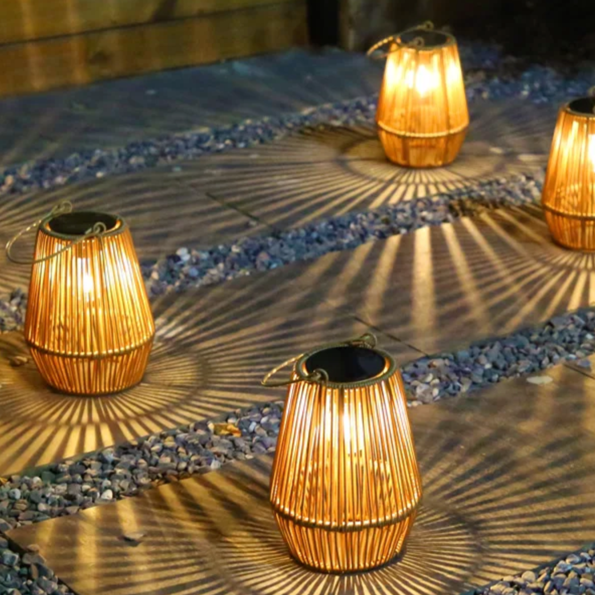Solar Hanging Lantern Woven Wicker Style 8in Weatherproof LED Light for Patio Garden Balcony Porch Outdoor Spaces Cordless Automatic Dusk Da