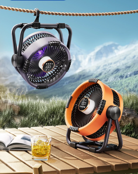 Portable Camping Fan with LED Light & Power Bank | Rechargeable 20,000mAh Battery for Up to 100 Hours of Use
