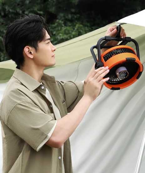 Portable Camping Fan with LED Light & Power Bank | Rechargeable 20,000mAh Battery for Up to 100 Hours of Use