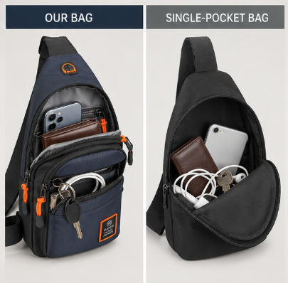 Compact Crossbody Bag with Organized Compartments & Weather-Resistant Shell for Daily Commute