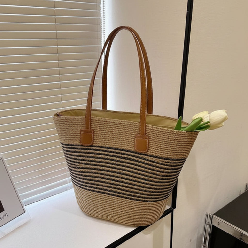 SHORELINE – Large Capacity Straw Shoulder Bag
