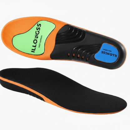 Cushioned Orthotic Inserts with Elevated Midfoot Support for Sneakers and Work Shoes
