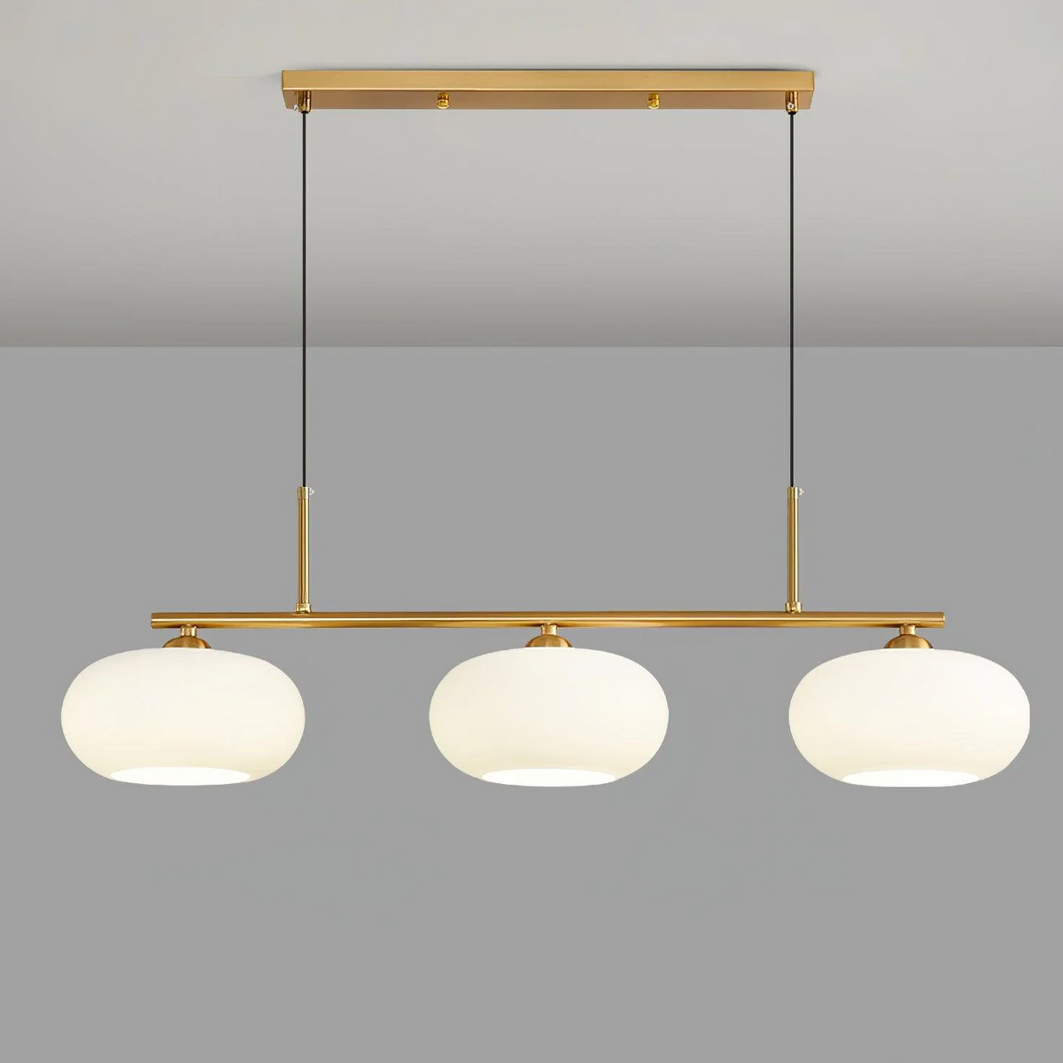 Triple Glass Shade Hanging Light 7-inch Globes Adjustable Height Silver Gold Kitchen Dining Room Ceiling Fixture for Modern Homes