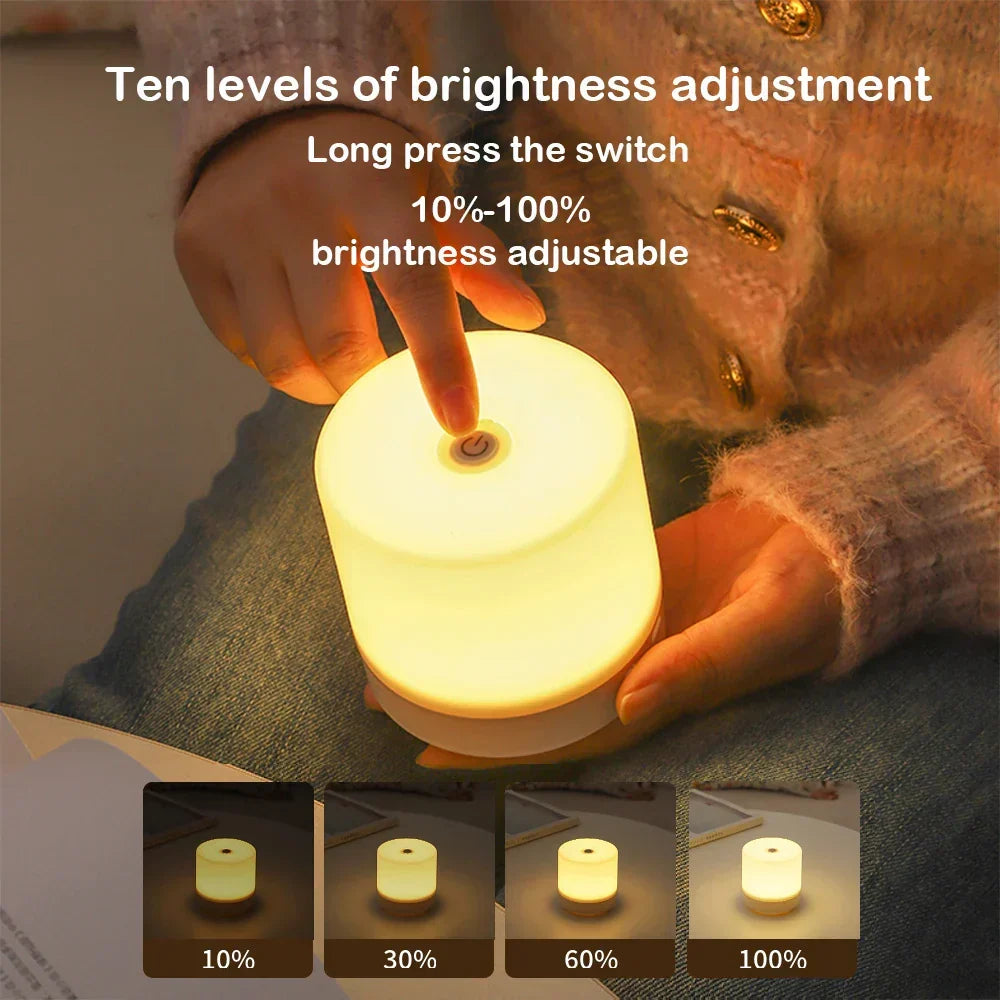 Dimmable LED Cube Lamp 3.3 Inch White Touch Control Bedside Light USB Powered for Nightstand Reading Desk Small Space Ambient Lighting