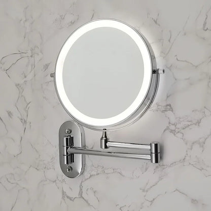 LED Lighted Bathroom Mirror 8 Inch with Magnification Touch Control USB Rechargeable Wall Mount Vanity Mirror for Makeup Application Skincar