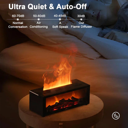 Ultrasonic Mist Diffuser with Flame-Effect LED Light and Remote Control for Desktop, Bedroom, and Office