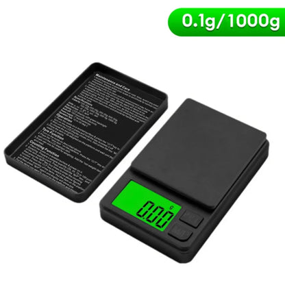 Digital Pocket Scale 1000g x 0.1g Precision Kitchen Food Jewelry Scale with Backlit LCD Display for Travel Weighing Grams Ounces