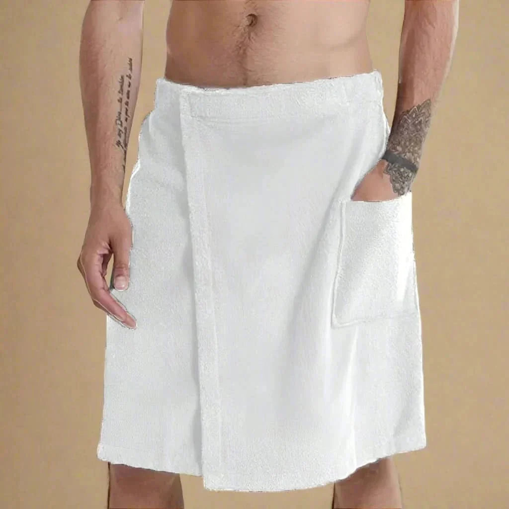 Towel Wrap for Bathing with Velcro Fastening and Storage Pocket