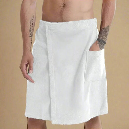 Towel Wrap for Bathing with Velcro Fastening and Storage Pocket
