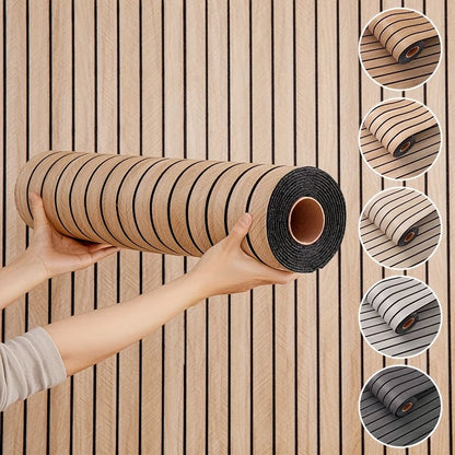 Self-Adhesive Vinyl Slatted Panel 16 in x 118 in Peel and Stick Textured Covering for Walls Ceilings Cabinets Waterproof Mold-Resistant PVC